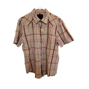 Calvin Klein Jeans Men's Sz L Western Shirt Plaid Button Down 100% Cotton